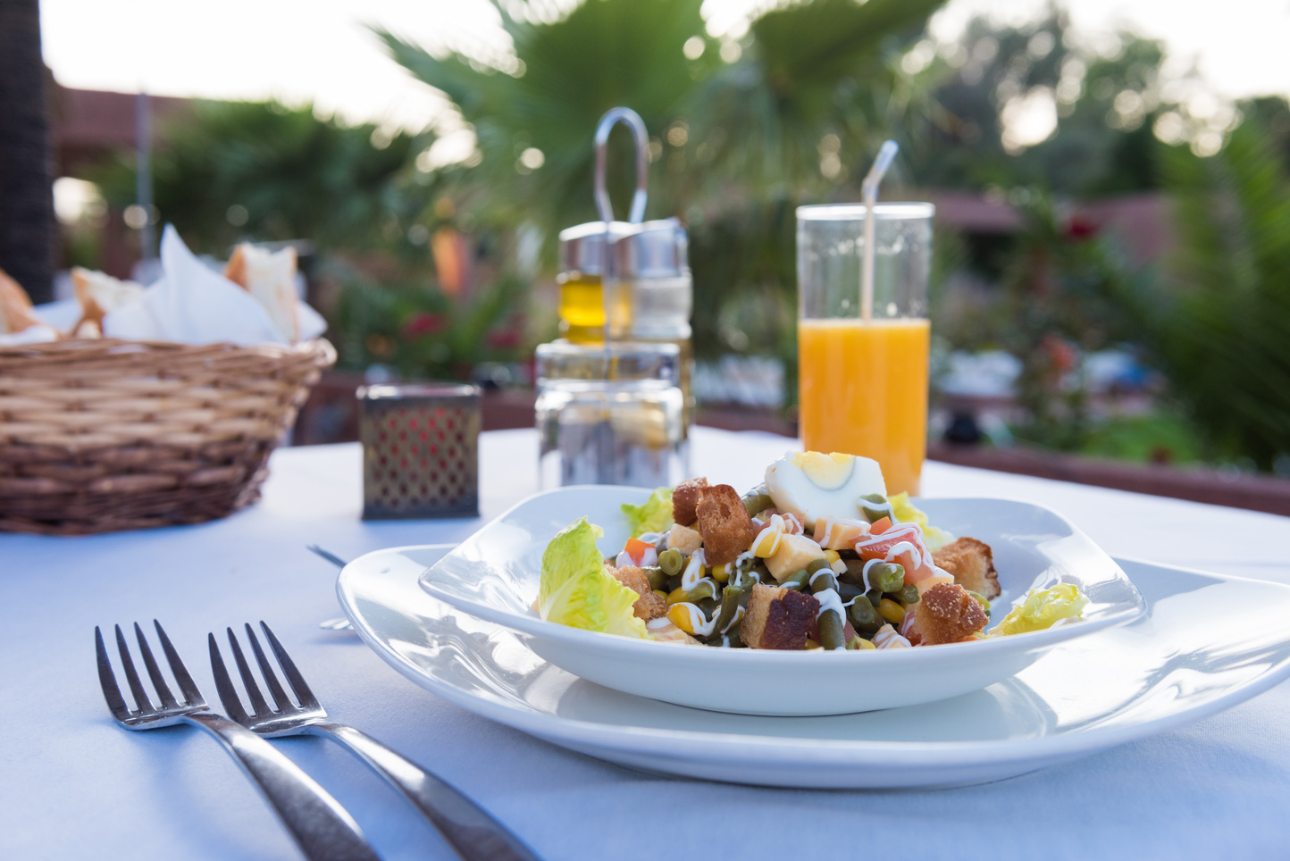 Outdoor dining at resort restaurant