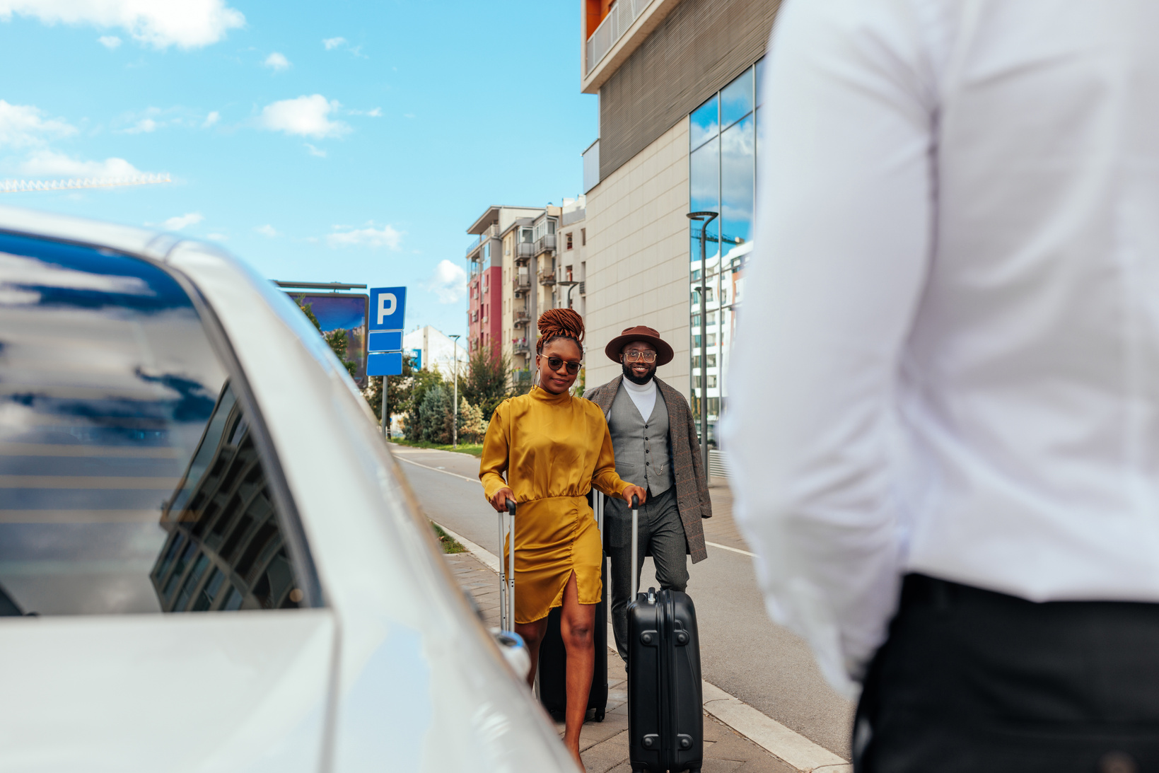 Wealthy couple picked up at airport.